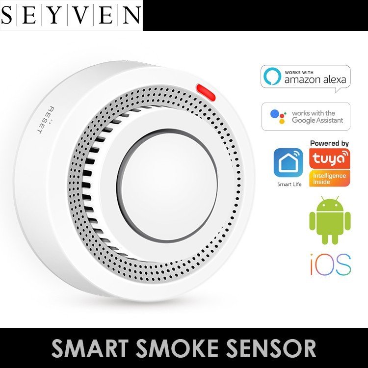 SEYVEN SMART SMOKE DETECTOR - SENSOR ASAP KEBAKARAN - Listrik Klik