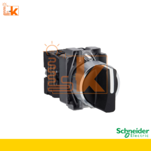 SCHNEIDER COMPLETE SELECTOR SWITCH, BLACK, 22MM, 3 POSITIONS, SPRING RETURN TO CENTER, 2NO
