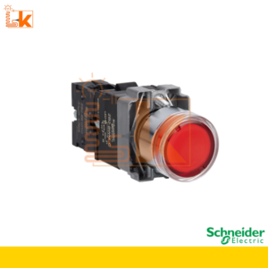 SCHNEIDER COMPLETE ILLUMINATED PUSH BUTTON, EASY HARMONY XB2, METAL, FLUSH, RED, 22MM, SPRING RETURN, 220V AC, 1NO