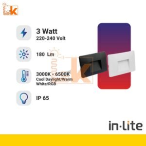 IN-LITE WALL LIGHTS 3W FRAME PUTIH 6500K