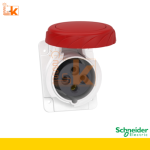 SCHNEIDER PANEL MOUNTED ANGLED SOCKET IP67 16A 3P+PE 380-415V MERAH